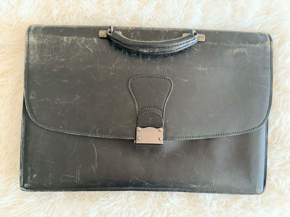 Schlesinger Brothers Vintage Black Leather Attache Briefcase